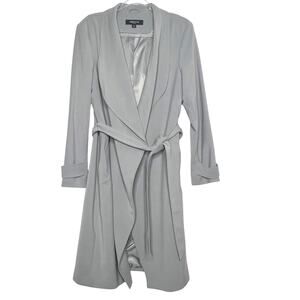 KENNETH COLE Trench Coat Belted Long Sleeve Shawl Collar Light Blue Size Large